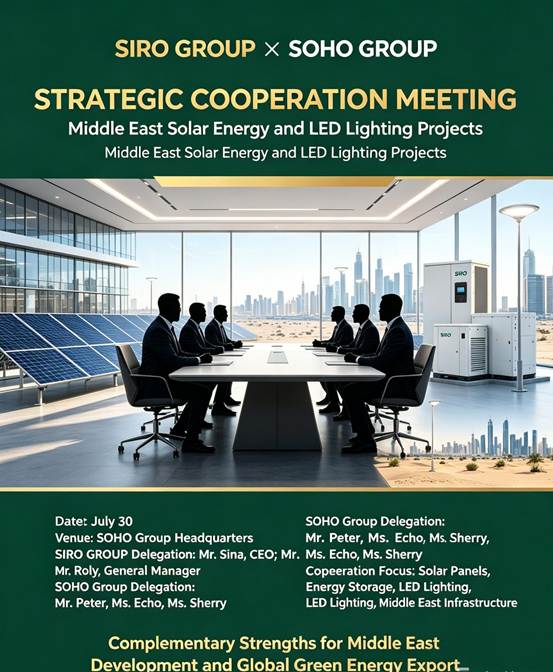 Strategic Cooperation Meeting Between SIRO GROUP and SOHO Group Boosts Middle East Renewable Energy & Lighting Projects